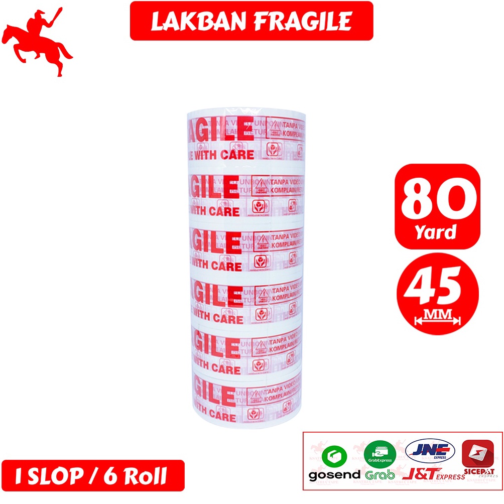 

KODE U3Q7 Lakban OPP Tape Lakban Fragile KSATRIA Tape 45mm x 8 Yard 1 Slop