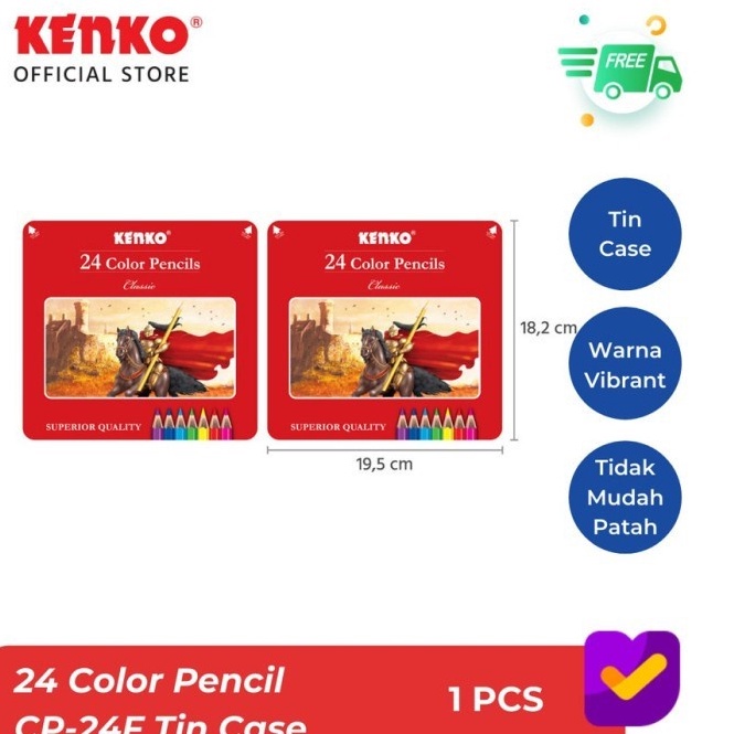 

Pensil Warna Kenko 24 Warna Kaleng Tin Case ART B9B3