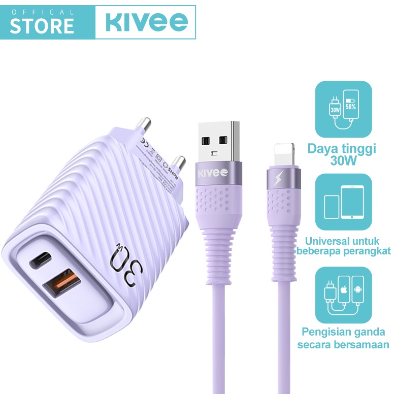 Extra deals HOT KIVEE kepala charger iphone Fast Charging 3W Macaron Charger Type C USB Dual Port