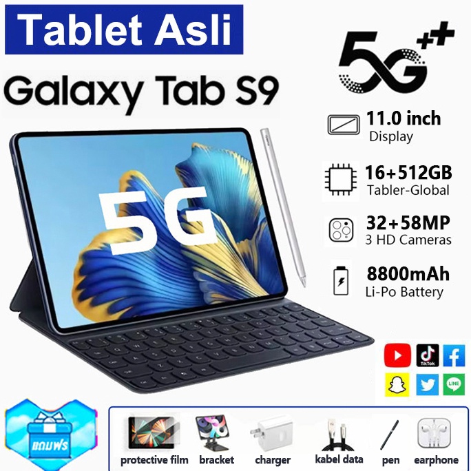 New Mart Bisa CODTablet PC Asli Baru Galaxy Tab S9 S9 Ultra 16GB  512GB Tablet Android 11inch Layar 