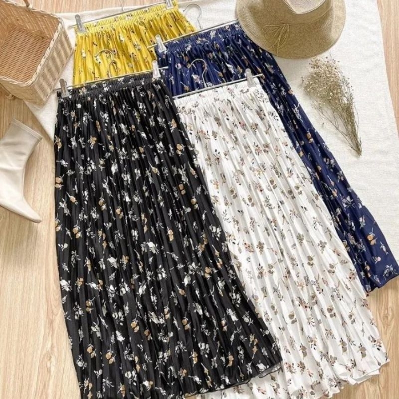 ROK PLISKET / ROK BUNGA TULIP TERLARIS / ROK PLISKET MOTIF BUNGA/ ROK PLISKET MOTIF