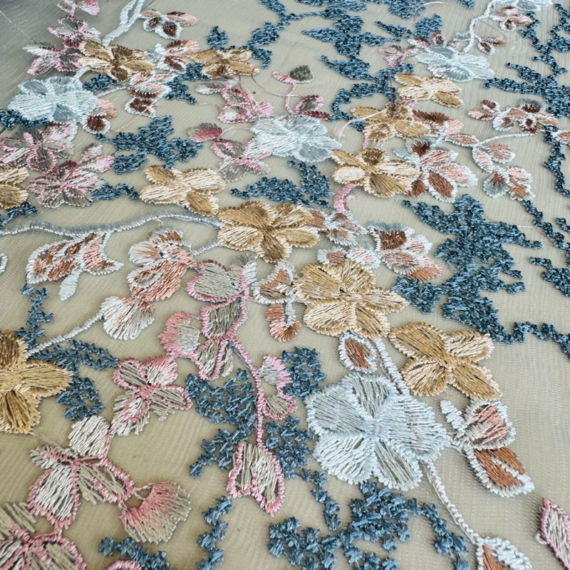 kain tile bordir motif garden multicolour[tile halus]