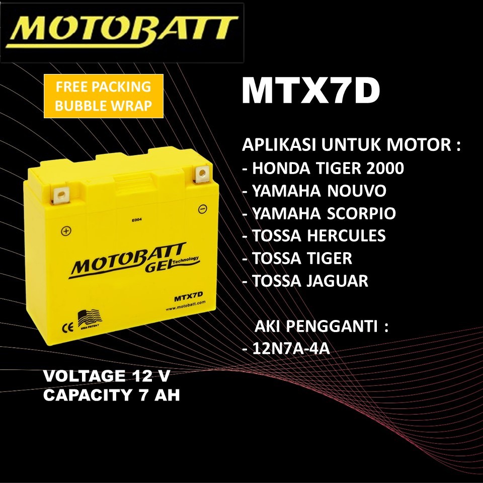 Motobatt Accu MTX7D Aki Motor Tiger Nouvo Scorpio Tossa
