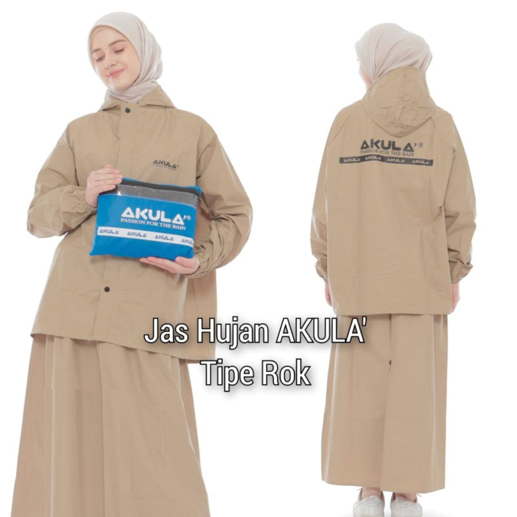 Jas Hujan Akula Model baju rok Tebal kuat Elastis Modis