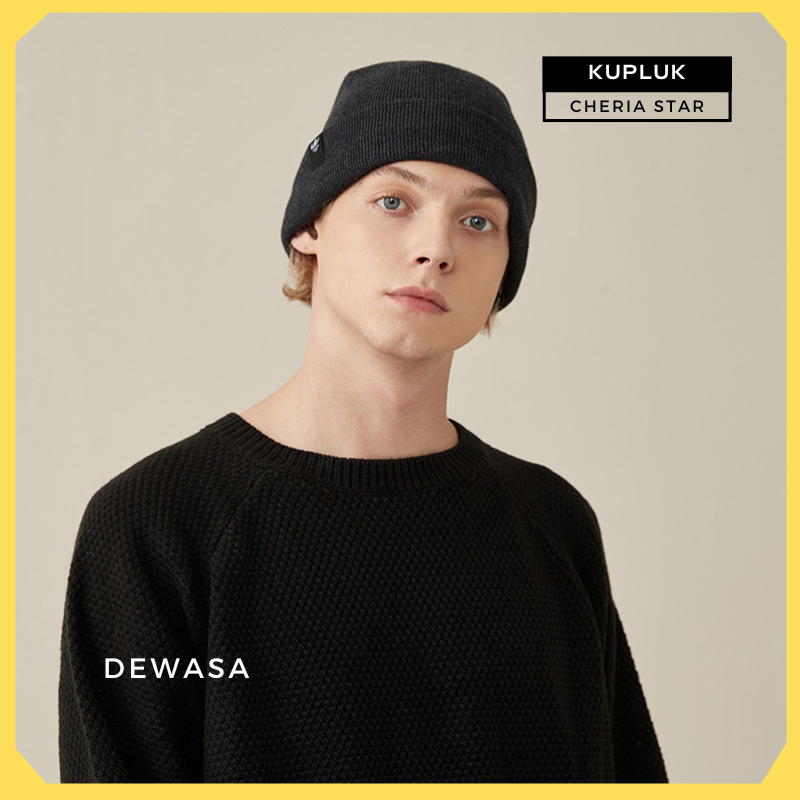 TOPI KUPLUK PRIA DEWASA BAHAN RAJUT TOPI MUSIM DINGIN PENDAKI GUNUNG H5