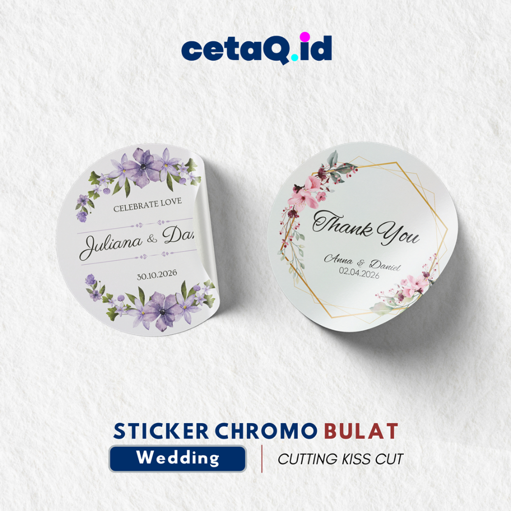 

Sticker Wedding CUSTOM - KISS CUT Stiker souvenir pernikahan | label sovenir Thank You