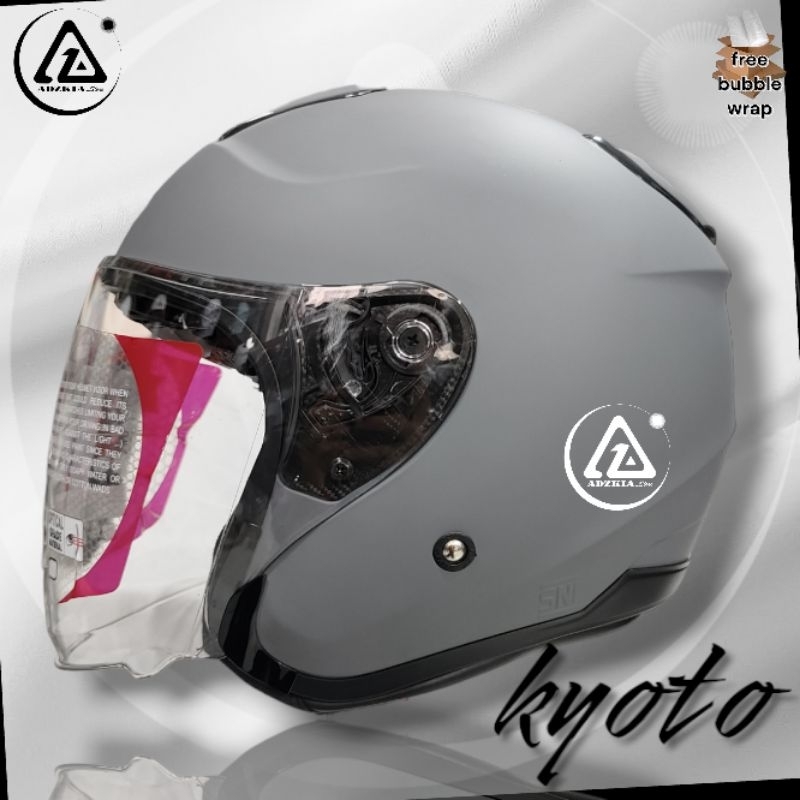 HELM KYT KYOTO SOLID GORILA GREY MATT | ABU DOFT | HELM HALF FACE |SNI
