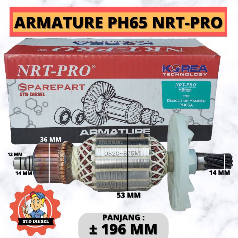 ARMATURE MERK NRT PRO PH65 65 ANGKER JACK JEK JECK JEC HAMMER HAMER HEMER MESIN BOBOK PH65 ARMATURE 