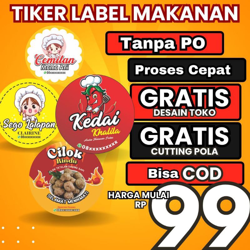 

Cetak Stiker A3 Label Makanan dan Minuman Olshop Catering Murah Sudah Cutting