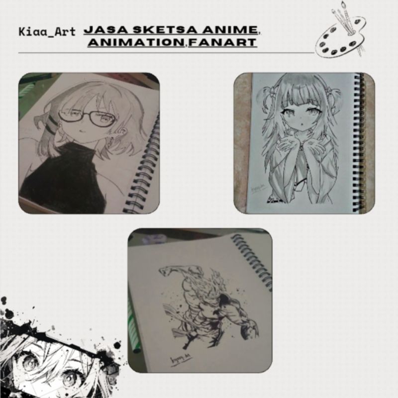 

gambar sketsa anime,animation,fanart by request ukuran A5