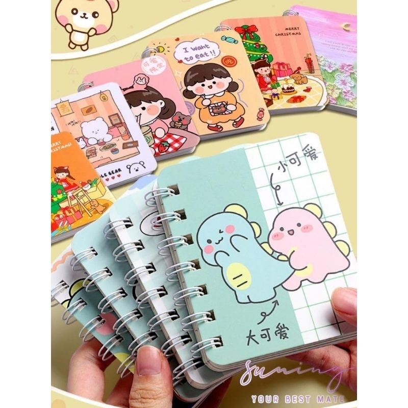 

Mini Notebook Ring A7/Buku tulis sekolah/Binder A7 Motif Random