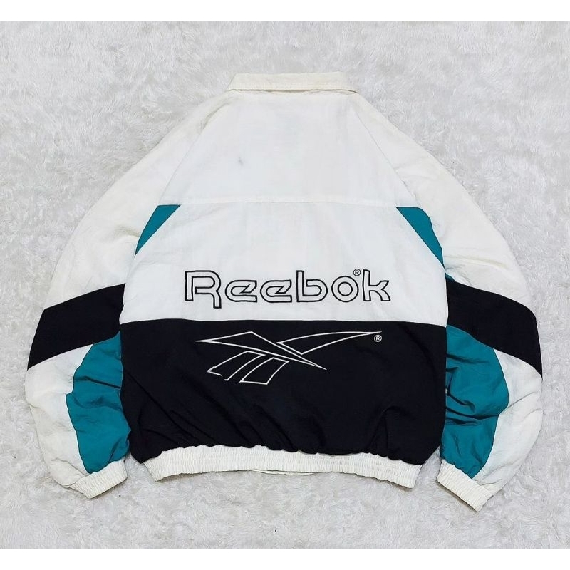 JAKET VINTAGE REEBOK WINDBREAKER COLORBLOCK SPELLOUT BIG LOGO UNISEX