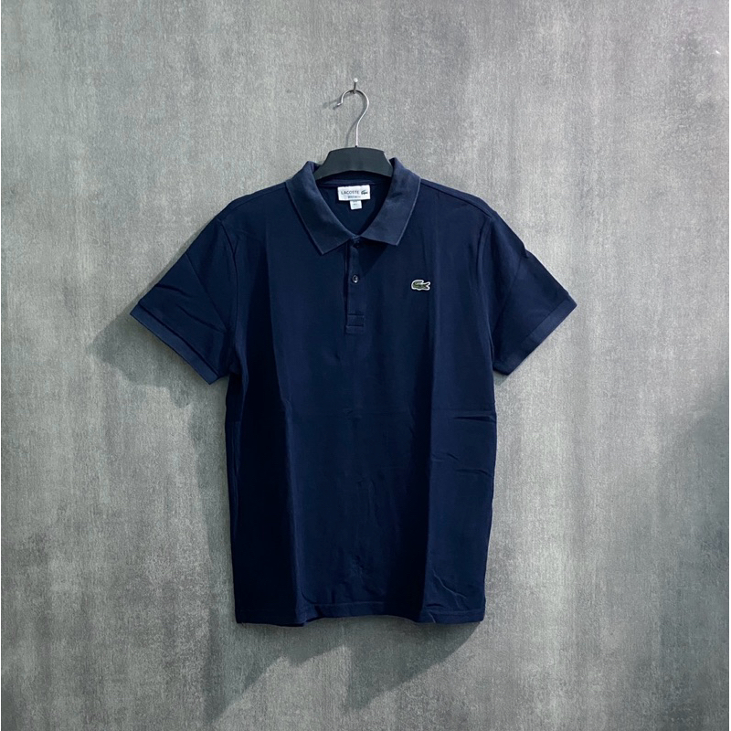Polo Shirt Lacoste Navy Regular Fit / Kaos Kerah Pria / Size L fit M