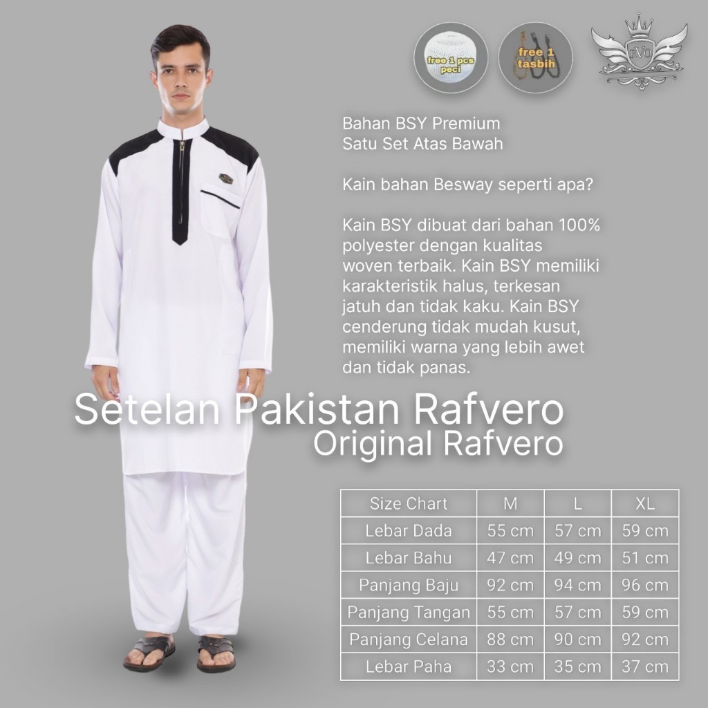 Setelan Pakistan Pria Rafvero ORIGINAL RAFVERO - Setelan Baju koko - Setelan Baju Muslim Pria Dewasa