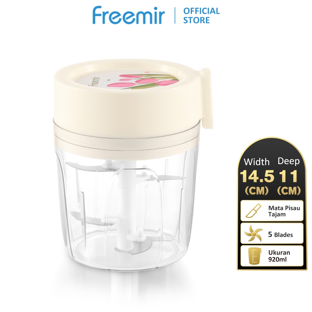 [Garansi]  freemir Chopper Manual  5 bilah Alat Penggiling Penghalus Daging Pencincang Bumbu Blender