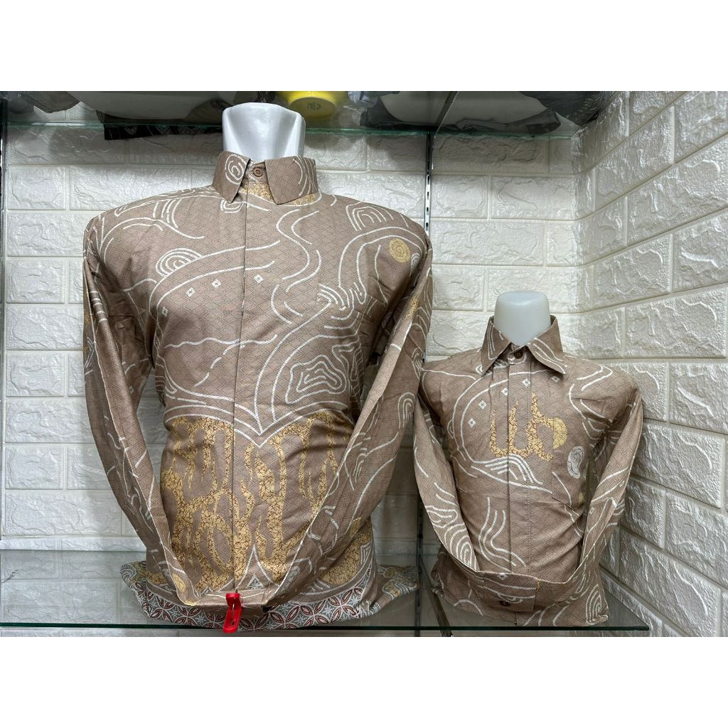 Kemeja Batik Anak Laki-laki Lengan Panjang Couple Batik Ayah Dan Anak Cowok