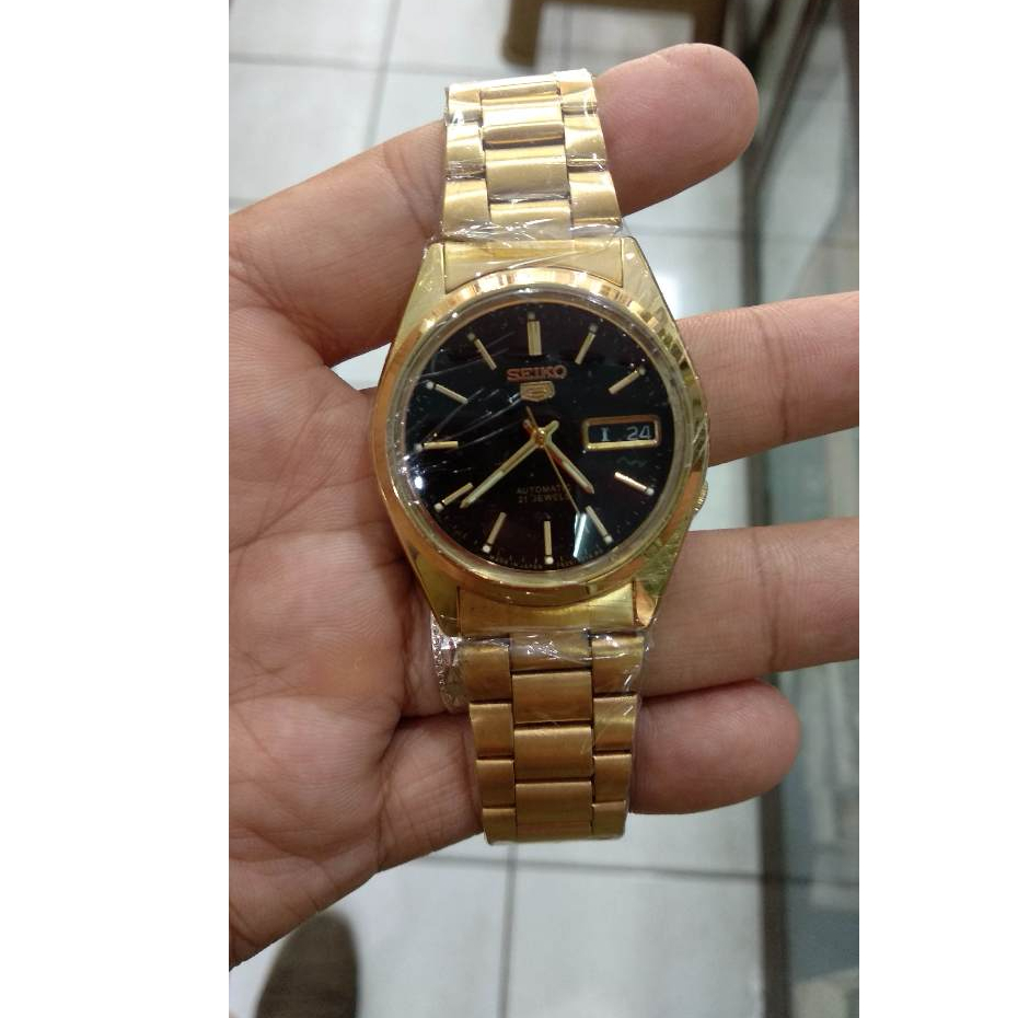 jam tangan klasik gold solid seiko 5 7009 akurat siap pakai normal jam fashion klasik pria