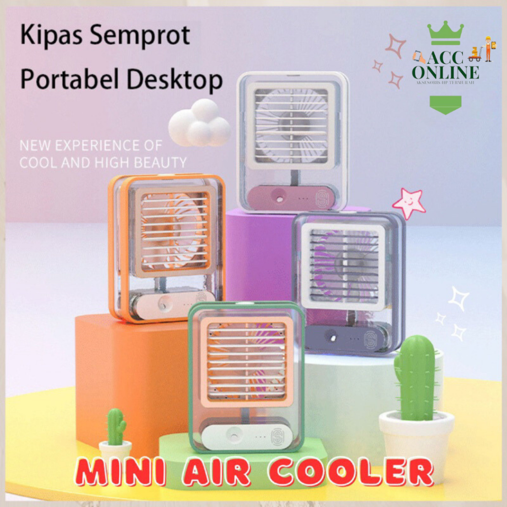 Kipas Angin Pendingin Portable Mini Ac Humidifer Air Cooler Baterai cas / AC Mini Portable LED Fan H