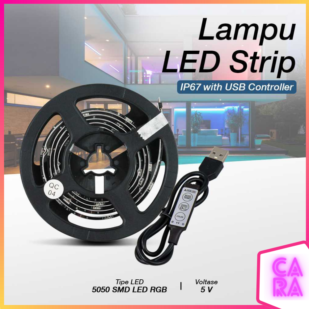 Lampu LED Strip Flexible 5050 RGB IP67 USB Controller SMD2835