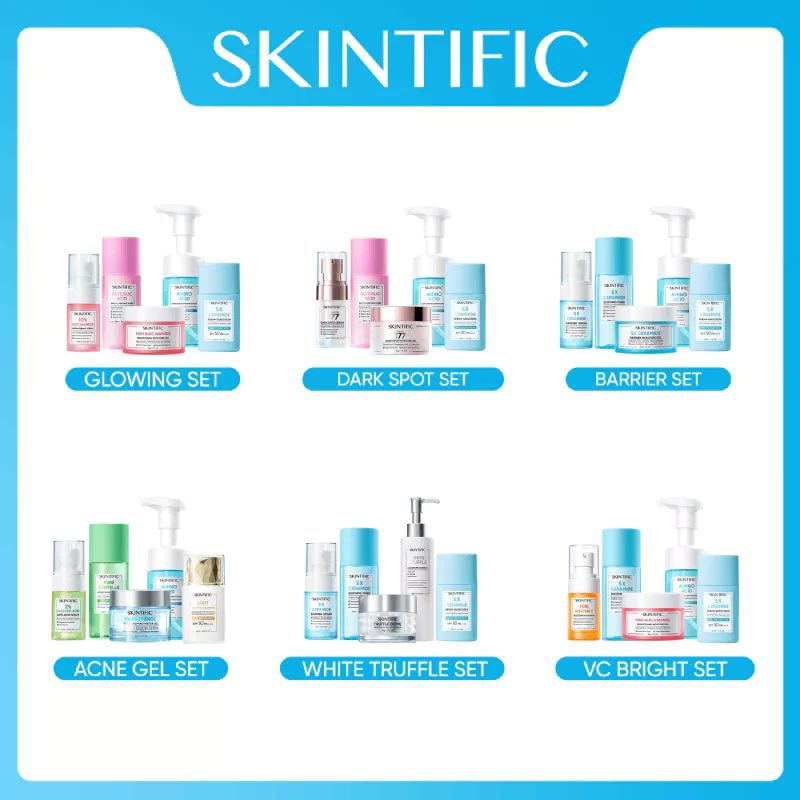 SKINTIFIC 5pcs with sunscreen / skintific glowing set / skintific acne set / skintific anti dark spo