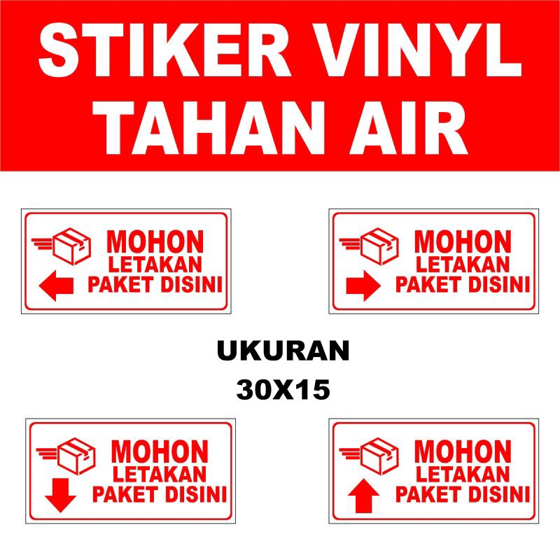 

LETAKAN PAKET ARAH PANAH UK 30X15CM STIKER SIGN/STIKER PERINGATAN/STIKER VINYL/WATERPROOF