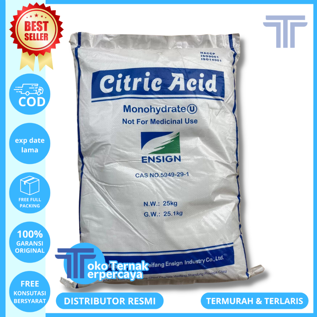

CITRIC ACID 25 KG (1 SAK) MONOHYDRATE - FOOD GRADE - Sitrun - Citrun - Sitrat - Sitrun Makanan - Asam Sitrat - Citric Acid Monohydrate