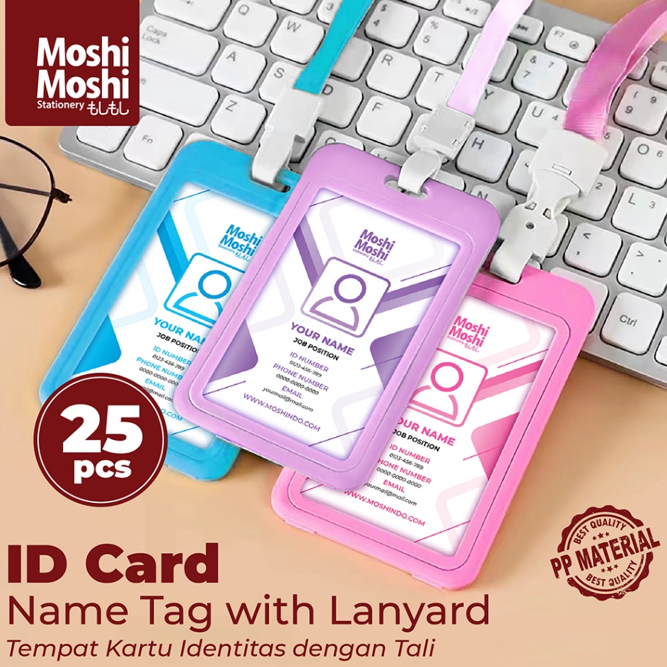 

Big Deals 25 PCS ID Card Moshi Name Tag Holder Tempat Kartu Identitas Akses Tali Lanyard