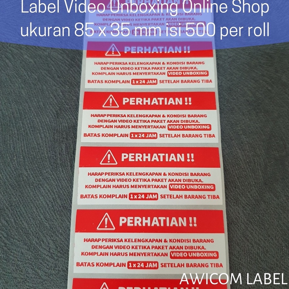 

Kirim Segera Stiker Wajib Video Unboxing ukuran 85x35 isi 5