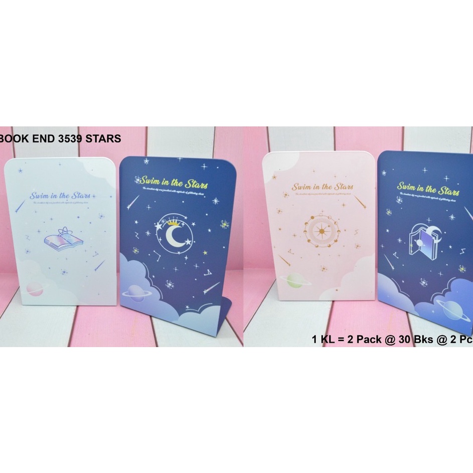 

Grosir Istimewa penahan buku atau pembatas buku dari besi motif swim in the stars