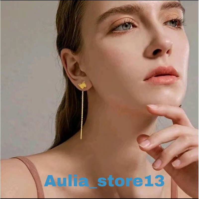 Anting tusuk jarum titanium motif kupu