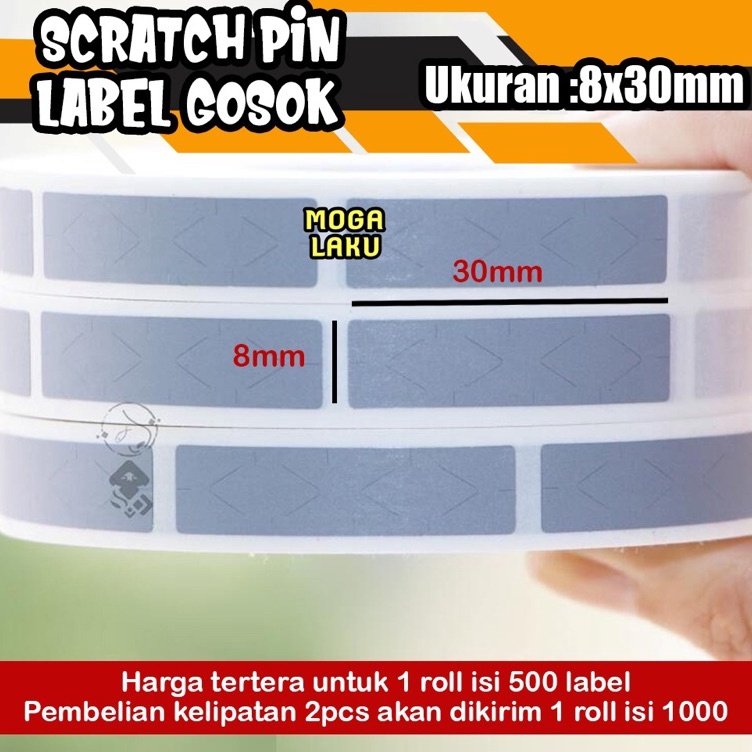 

Pasti Update 8x3 Scratch off PIN label gosok pin penutup pin voucher sticker gosok 8x3