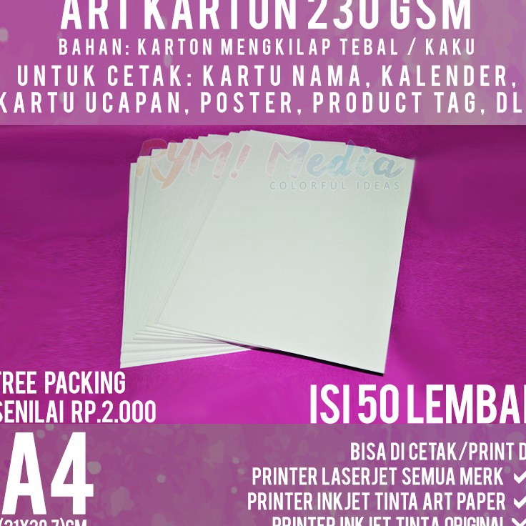 

Murah Irit Art Karton 23 gsm A4 isi 5 lbr Kertas Carton Paper Glossy 23 gram
