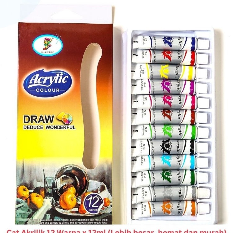 

Model Terbatas Cat Akrilik Acrylic Painting Set 12 Warna 12ML Lukis Kanvas Plastik Kaca Serbaguna
