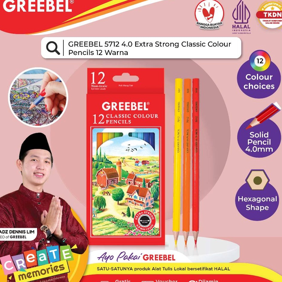 

Buruan Order GREEBEL Pensil Warna 5712 4 MM CLASSIC ISI 12 ColoringColorColour Pencils Cerah tidak beracun utk mewarnai anak