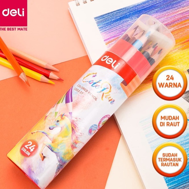 

Pensil Warna 24 Warna Bonus Serutan DELI EC327 ART L9M9