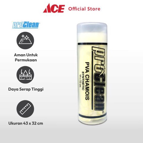 KODE I6G6 Ace Proclean Lap Chamois 43X32 cm Kain Serbet Pembersih Kanebo Perlengkapan Cuci Otomotif 