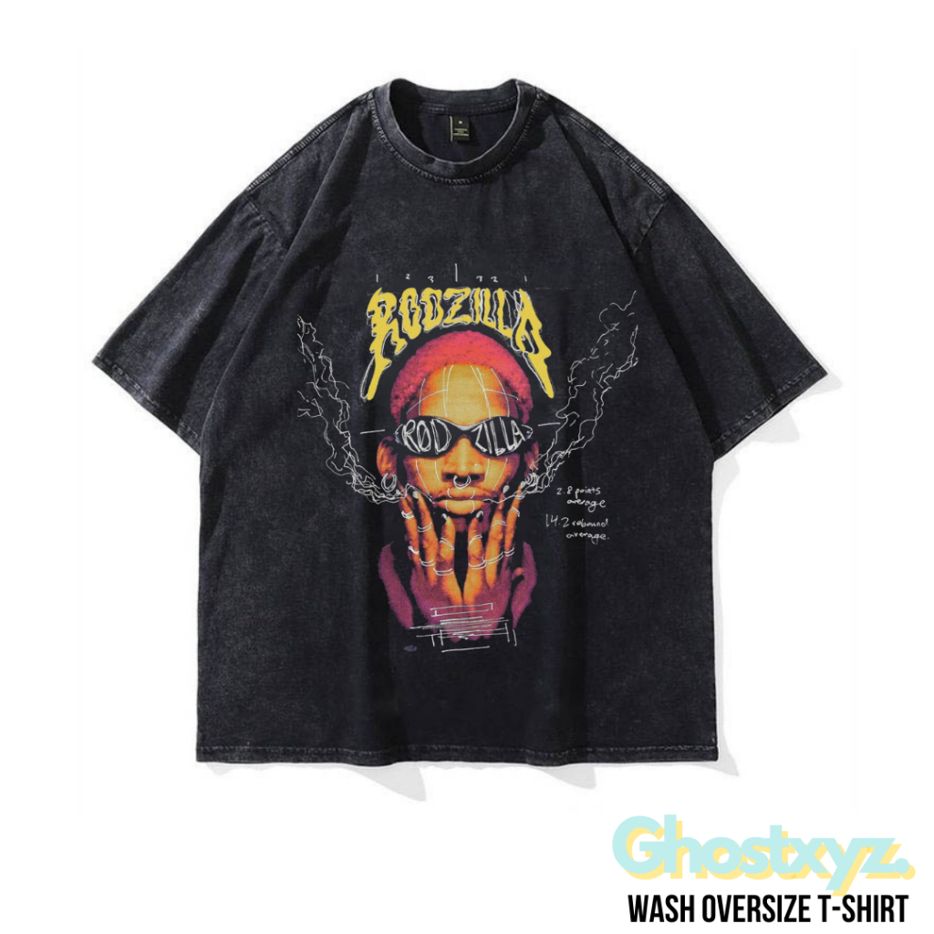 Ghostxyz T-Shirt Rodzilla Wash Oversize Vintage Tee Baju Kaos