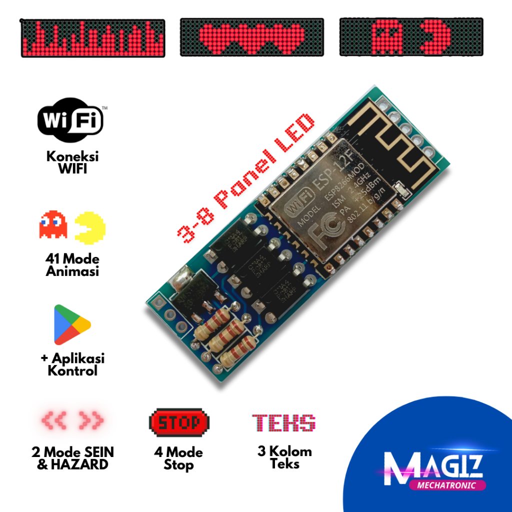 Set Modul Lampu Rem Teks Berjalan Vario Mio Nmax Beat Stop lamp Lampu Belakang Stoplamp Running Text