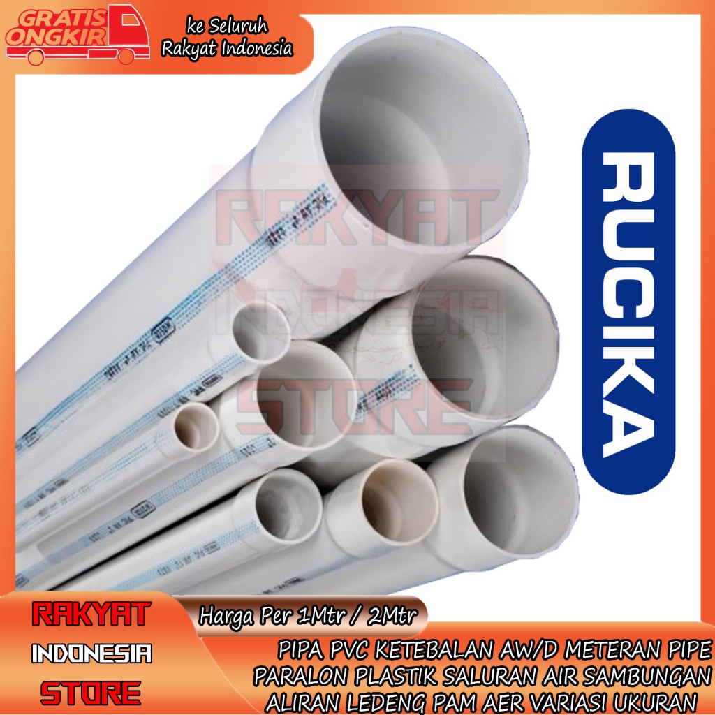 PIPA 3/4" AW METERAN PVC RUCIKA PUTIH 1 2 METER PARALON PRALON LEDENG PIPE PLASTIK PELASTIK PERALON 