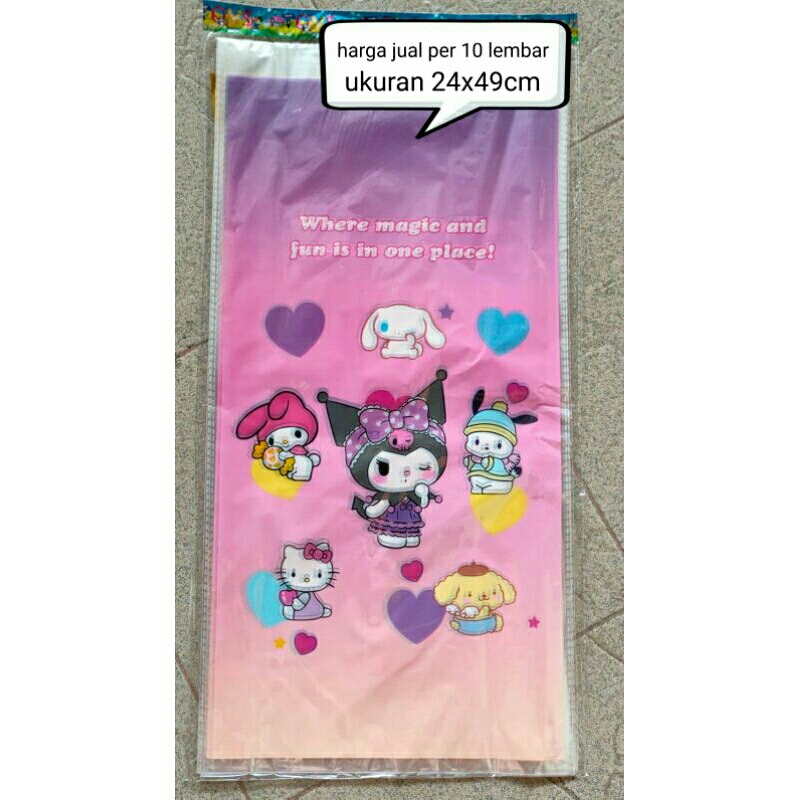 

plastik snack plastik souvenir ulang tahun isi 10 lembar ukuran besar karakter kuromi cinnamoroll my melody