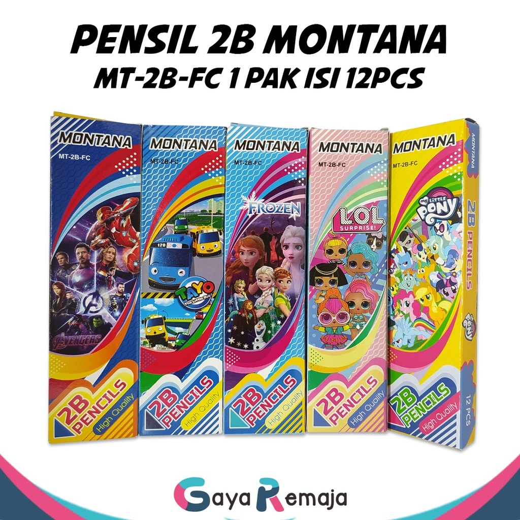 

(Pack) Pensil Montana Karakter - Pensil 2B Fancy - Pensil 2B Little Pony, Frozen, LOL,Avenger, Tayo