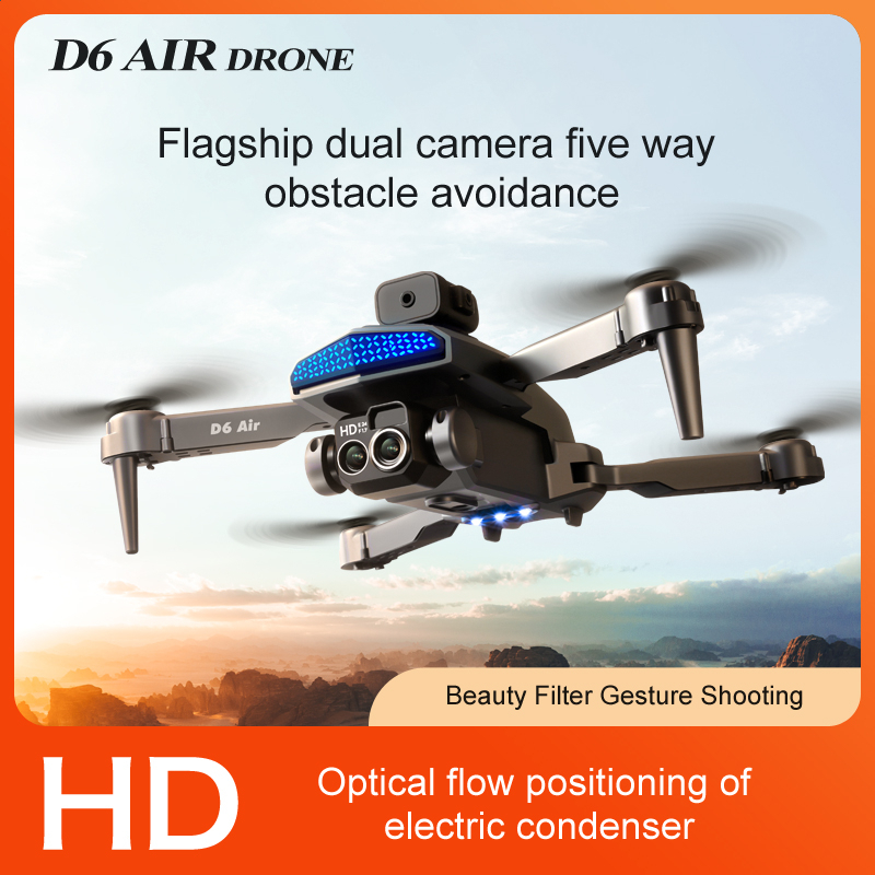 Smart Drone D6 Pro 4k HD Dual Camera Shoot Original Indoor Outdoor Drone Murah Mini Dengan Kamera HD Drone WiFi FPV Dual Kamera Drone