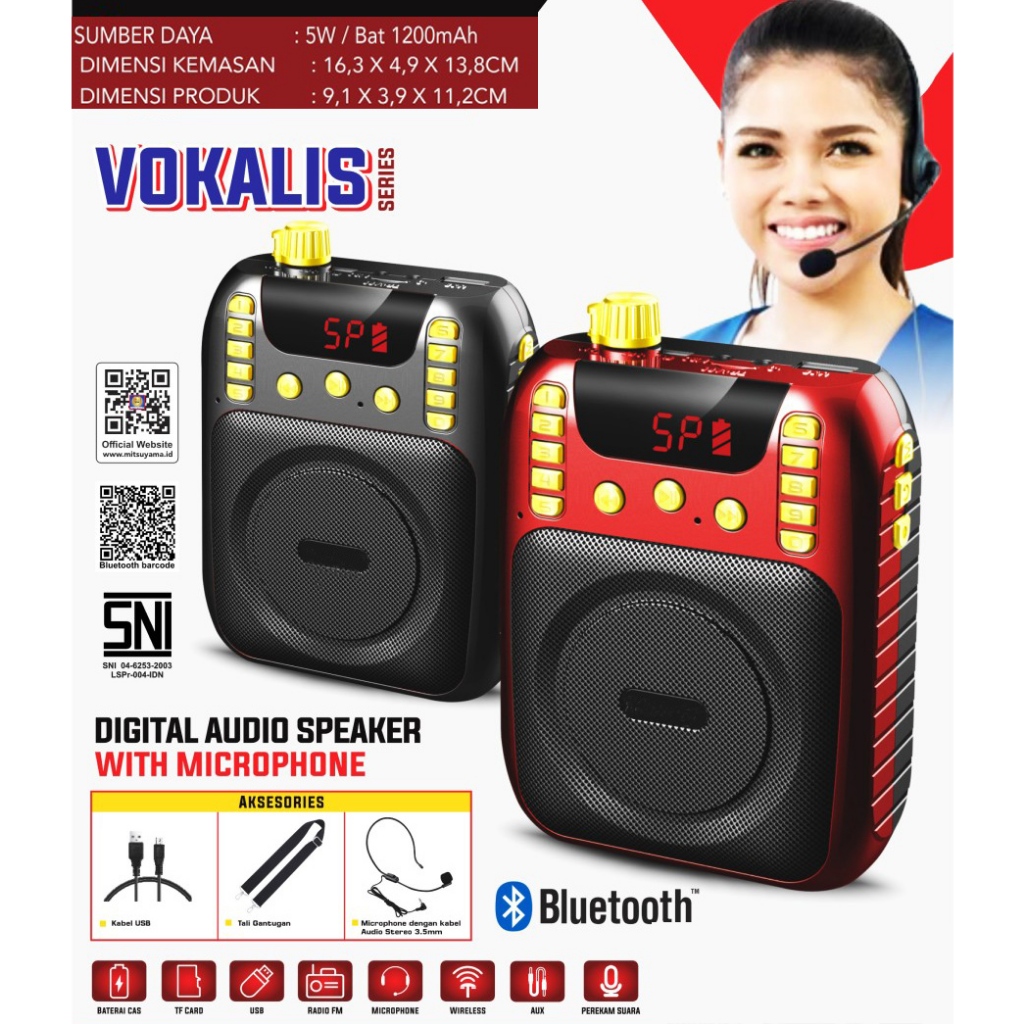 SPEAKER MIC  TOURGUIDE SEMINAR OUTDOO INDOOR MEGAPHONE PORTABLE MINI VDR V SPEAKER PINGGANG VDR