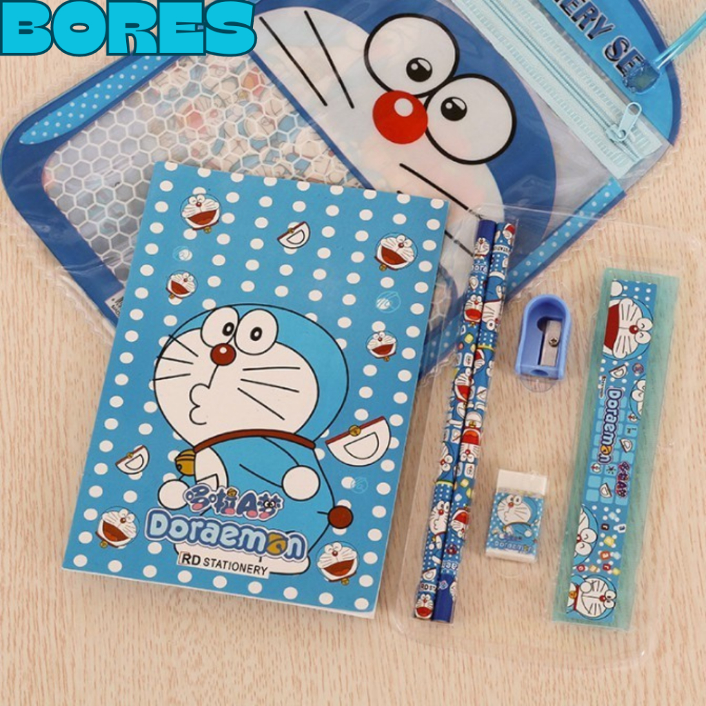 

BORES Stationery Set 6 in 1 Free Bag Alat Tulis Anak Sekolah Buku Pulpen Penghapus Pengaris