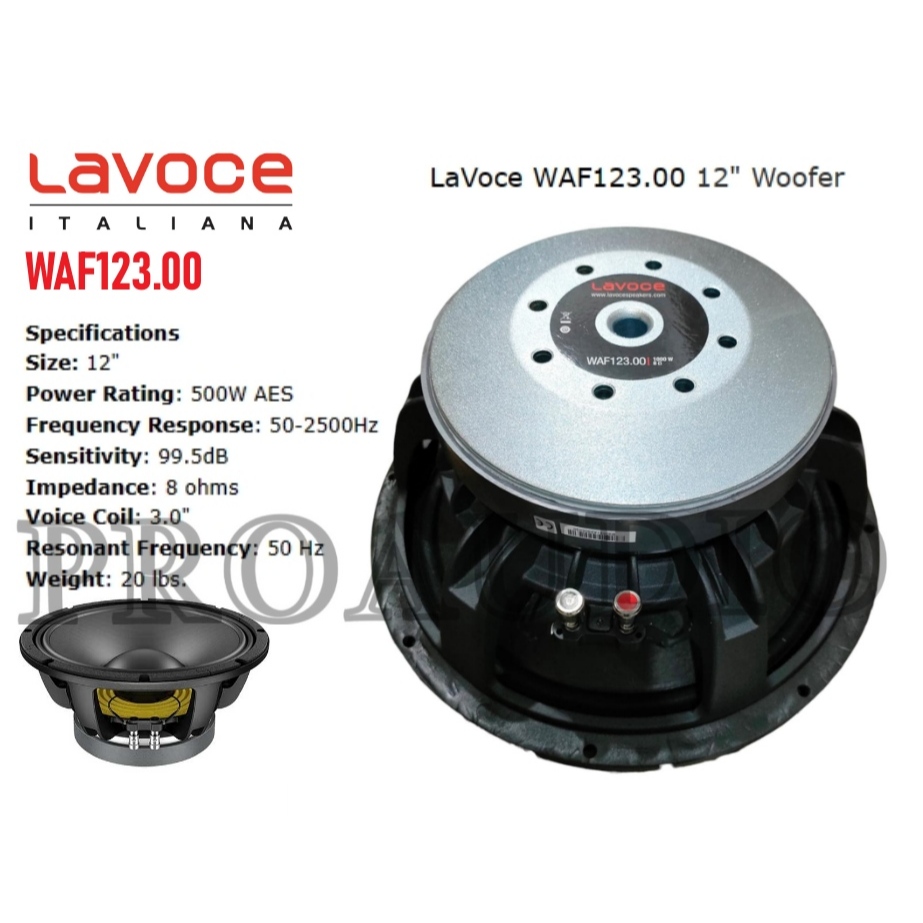 Speaker Komponen Lavoce WAF 123.00 / WAF123.00 - 12 inch