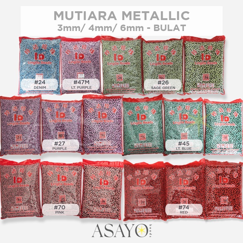 (GROSIR) Mutiara Jepang KW1 Bulat Metalik 3mm 4mm 6mm Banyak Warna Sage Pink isi 500gram
