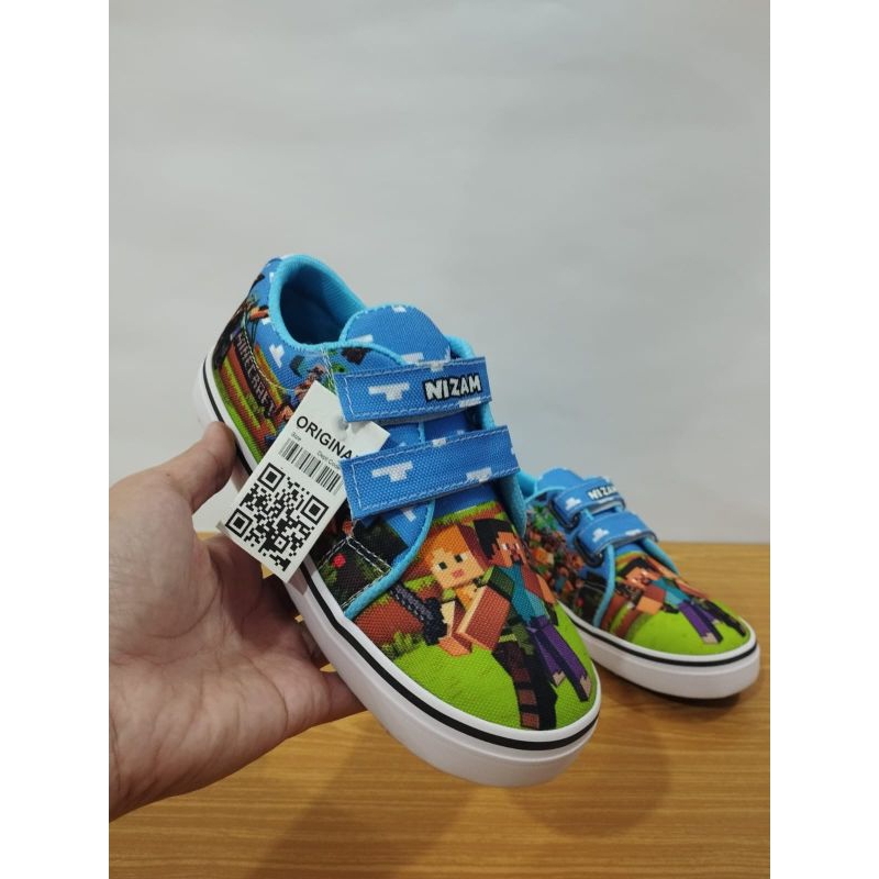SEPATU ANAK KARAKTER MINECRAFT FREE CETAK NAMA DAN PHOTO+GRATIS MASKER BISA CUSTOM GAMBAR SESUAI KEI
