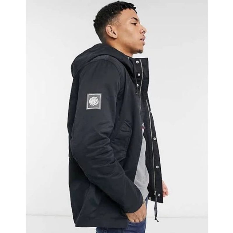 Pretty Green Cooper Short Parka Jacket In Black