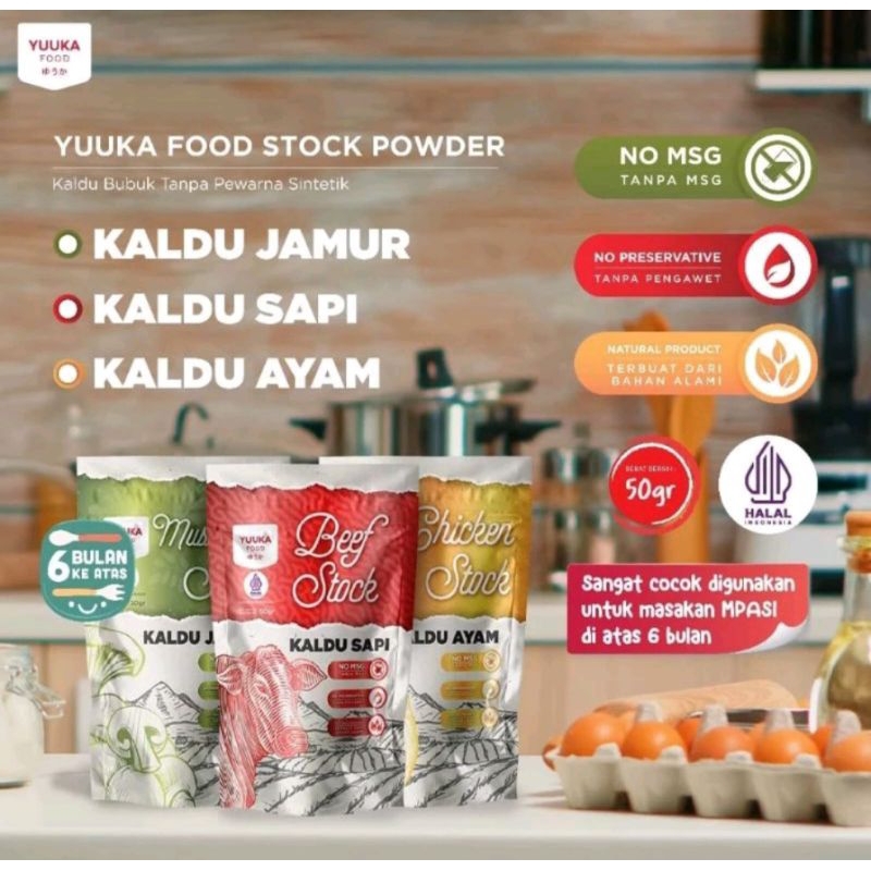 

Yuuka Food Bumbu MPASI / Kaldu MPASI / Ikan Teri Krispi 30gr / Abon Rumput Laut Non MSG 50gr