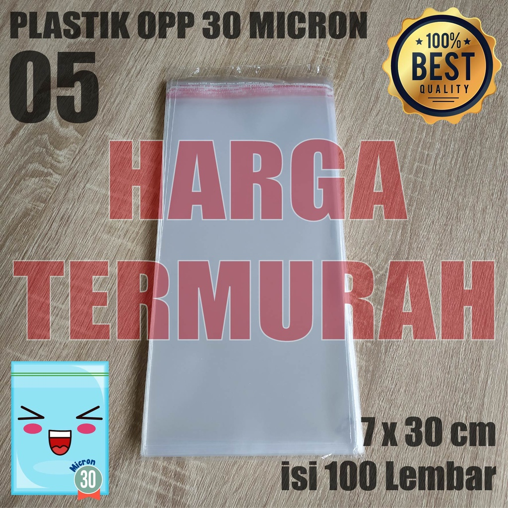 Plastik Opp 7x30 cm Plastik Seal Plastik Opp Lem Plastik Kemasan Tebal 30 Micron
